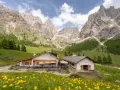 Malga Contrin, un rifugio alpino incastonato tra le maestose Dolomiti, raggiungibile con sentieri panoramici.