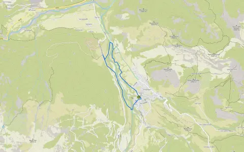 Mappa di Entracque con sentiero blu che indica entracque escursioni facili. Si vedono rilievi montuosi e strade.
